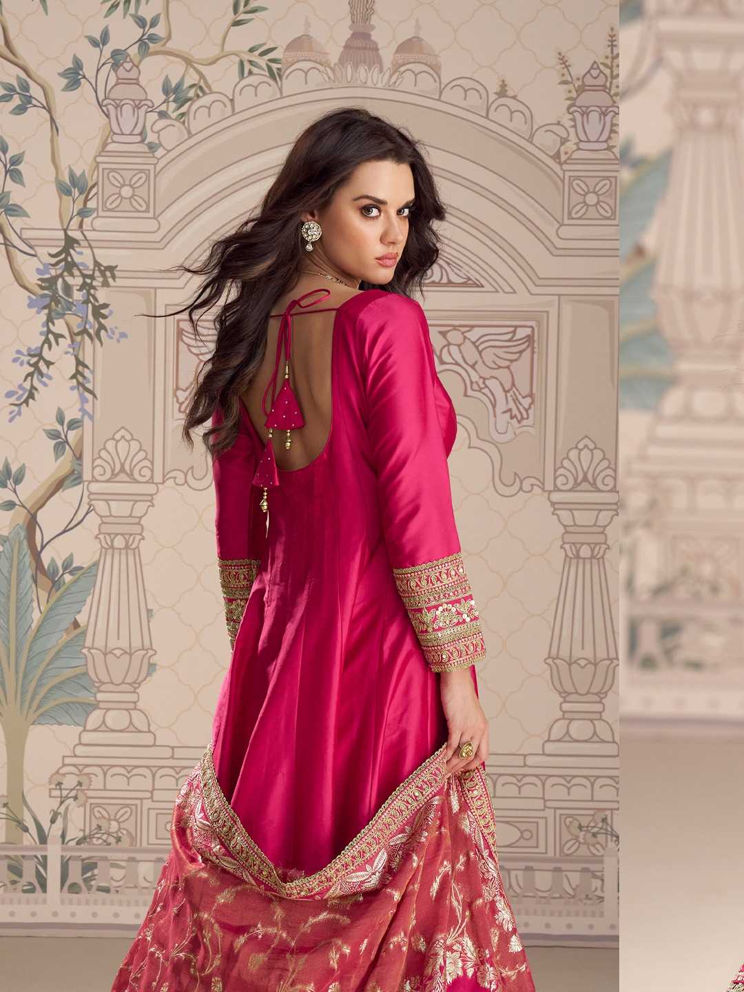 Vichitra Silk Embroidery Gown