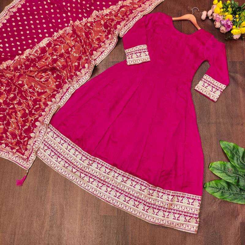 Vichitra Silk Embroidery Gown