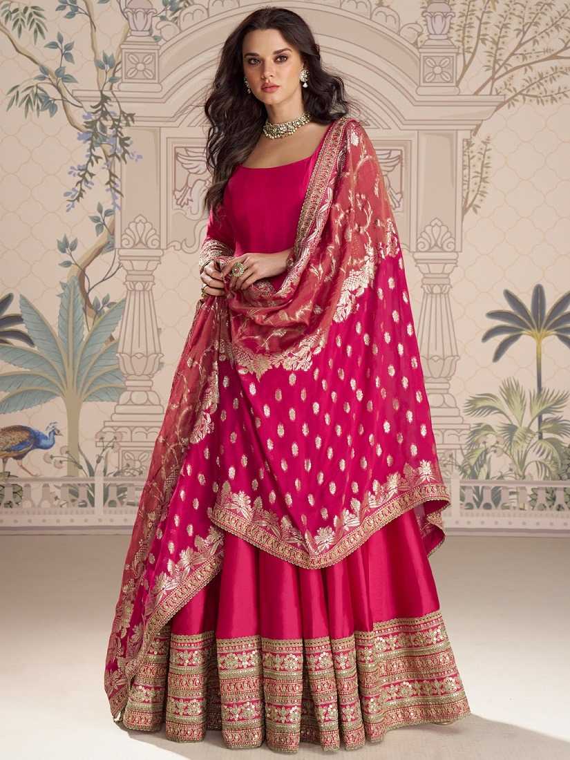 Vichitra Silk Embroidery Gown