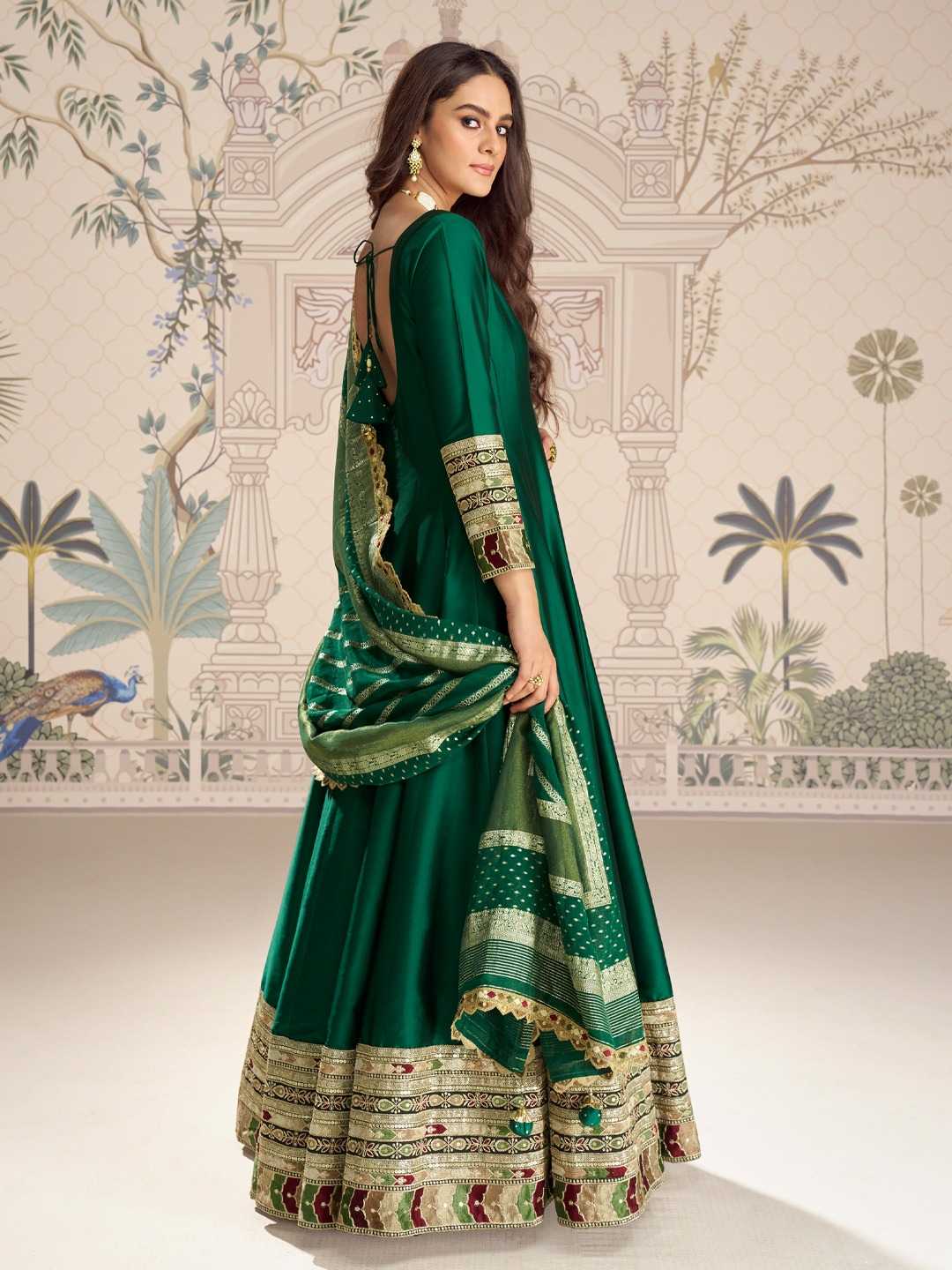Vichitra Silk Embroidery Gown