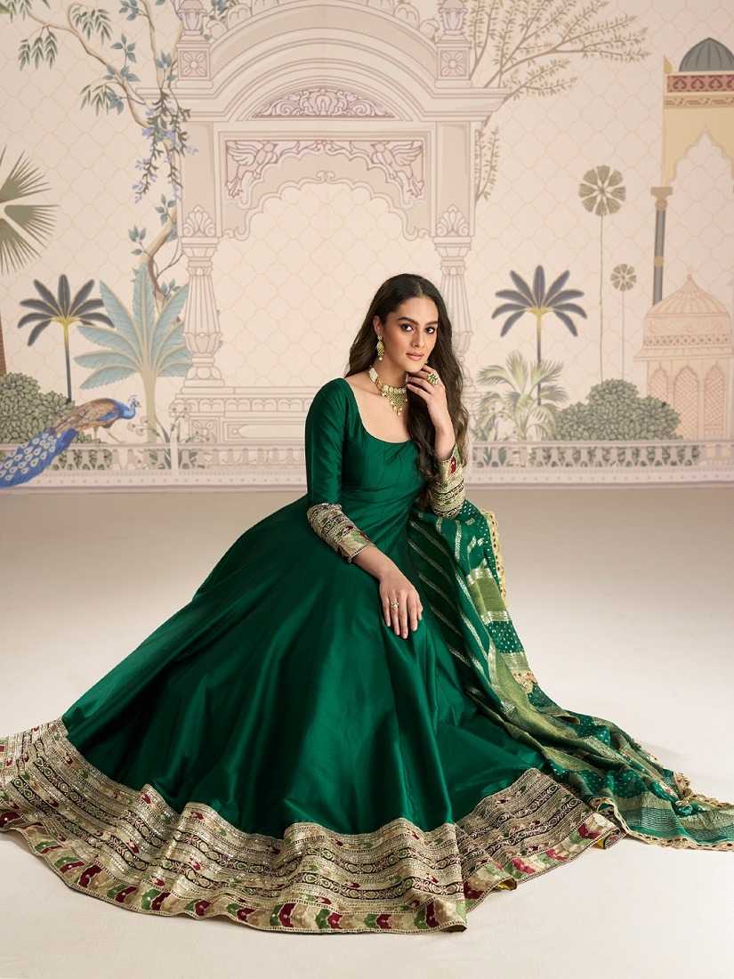 Vichitra Silk Embroidery Gown