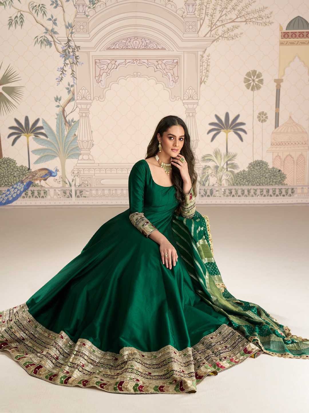 Vichitra Silk Embroidery Gown