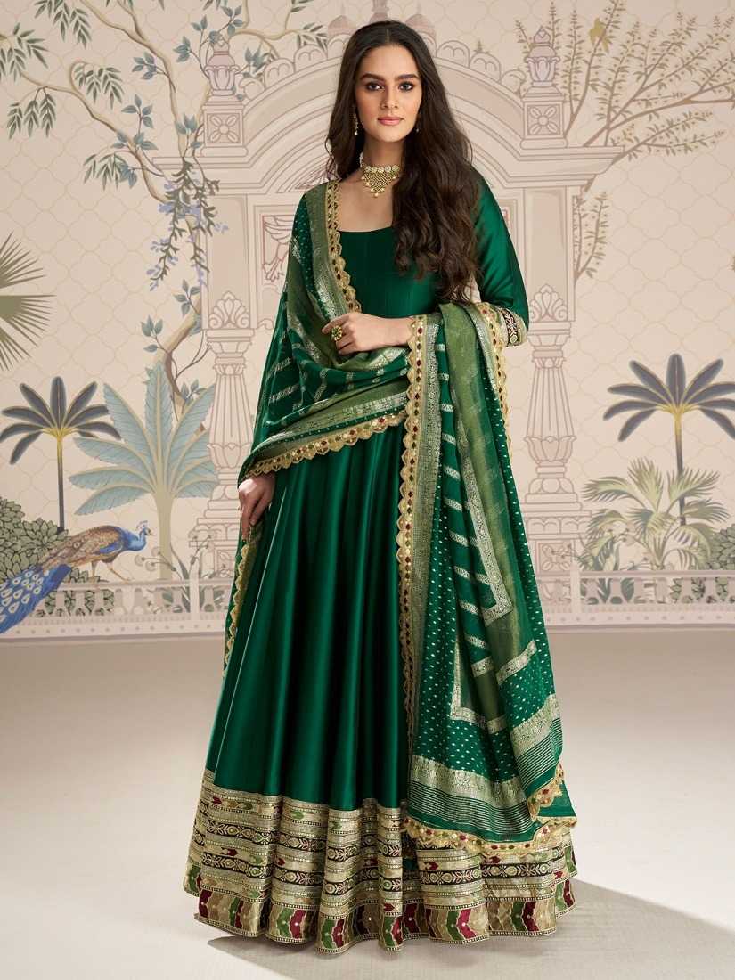 Vichitra Silk Embroidery Gown