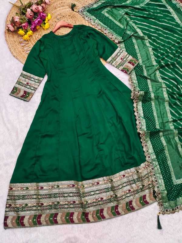 Vichitra Silk Embroidery Gown