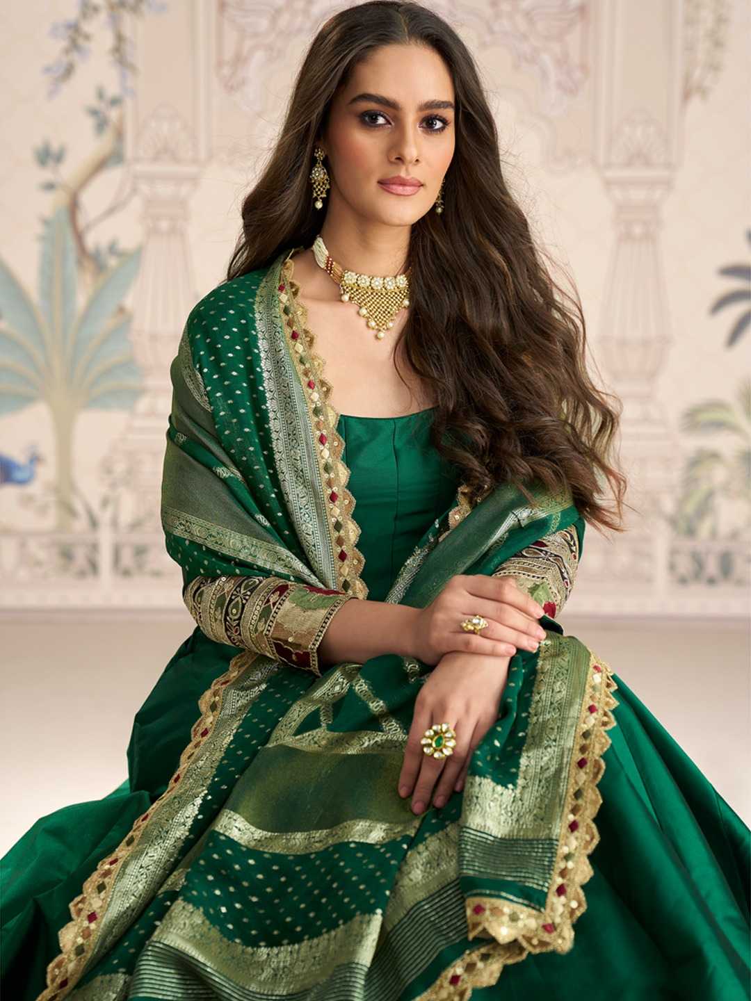 Vichitra Silk Embroidery Gown