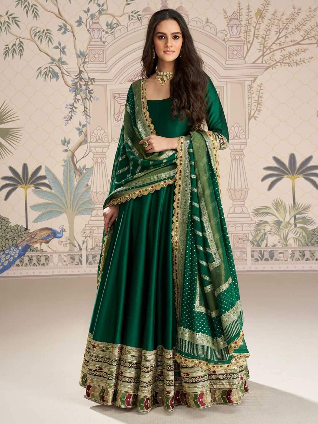 Vichitra Silk Embroidery Gown
