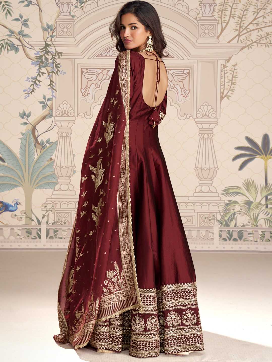 Vichitra Silk Embroidery Gown