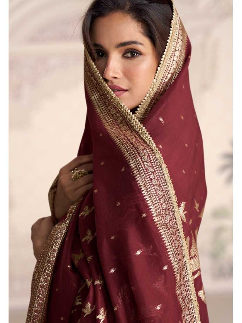 Vichitra Silk Embroidery Gown