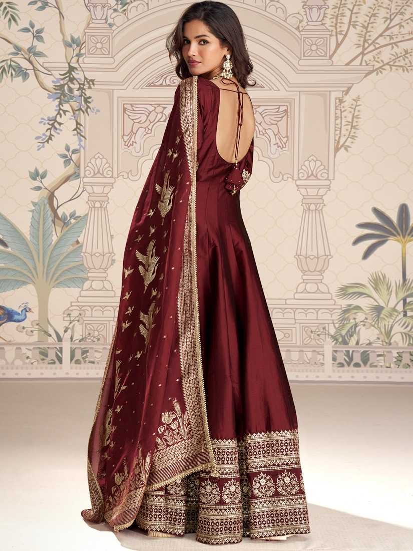 Vichitra Silk Embroidery Gown