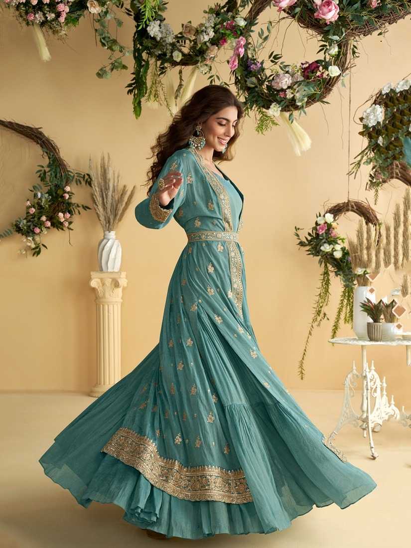Chinon Silk Embroidery Gown