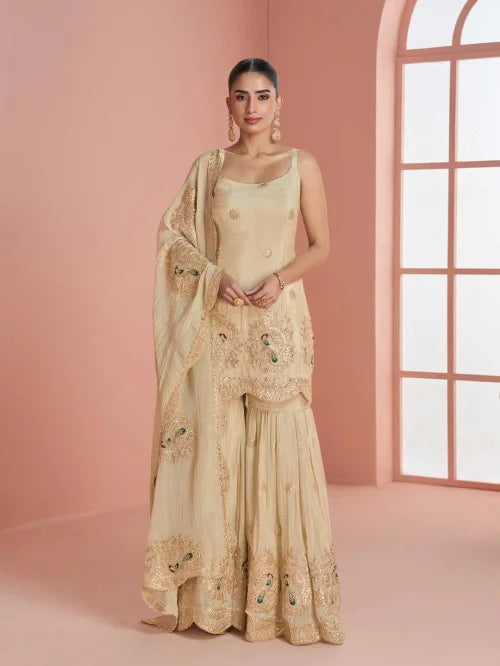 Vichitra Silk Embroidery Suit 10127