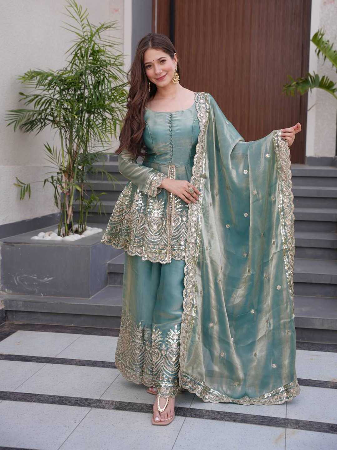 Satin Silk Embroidery Suit 658