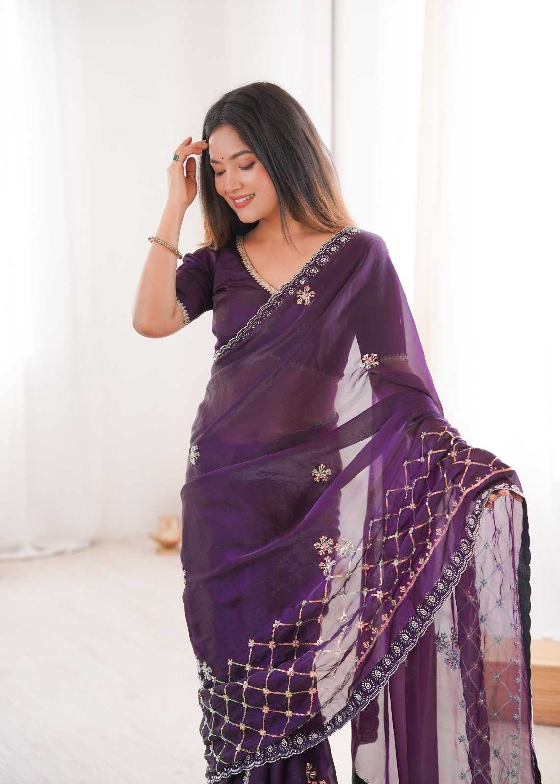 Satin Designer Saree 8050