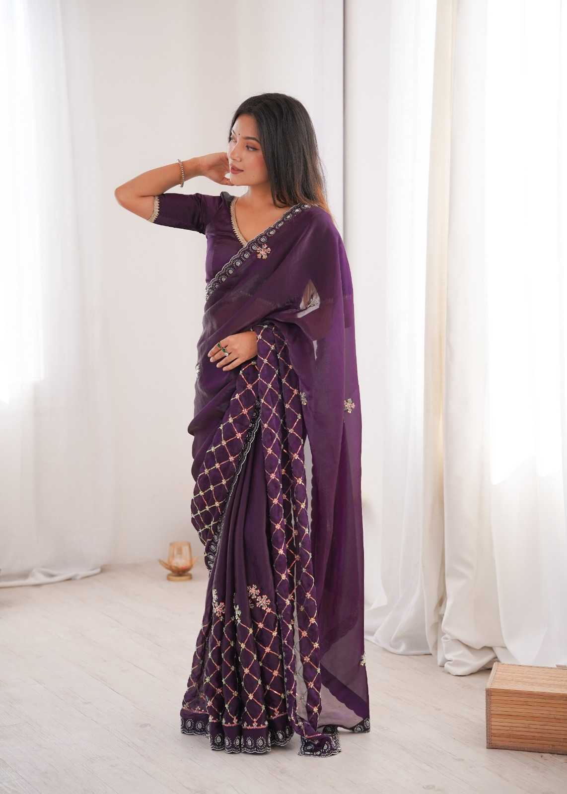 Satin Designer Saree 8050