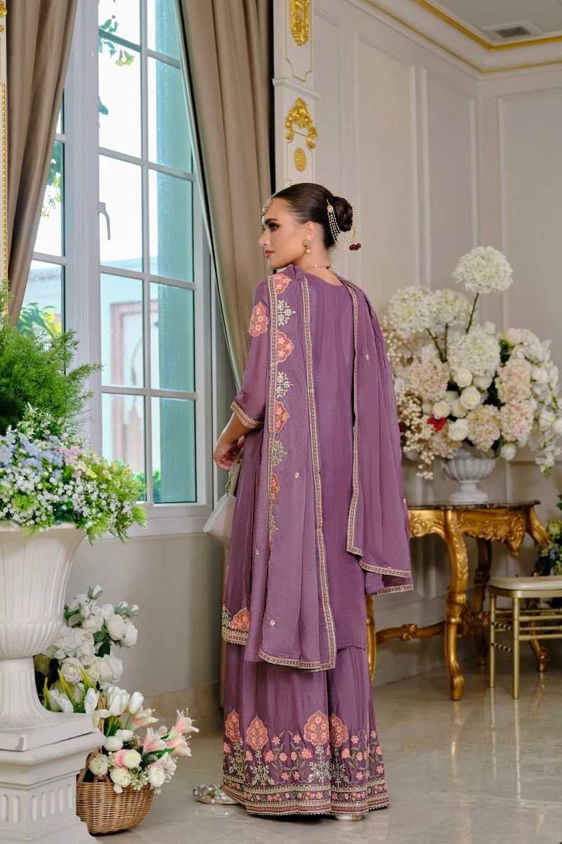 Chinon Silk Embroidery Suit