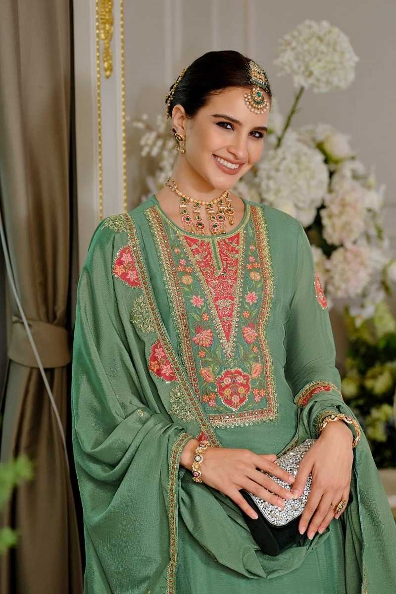 Chinon Silk Embroidery Suit