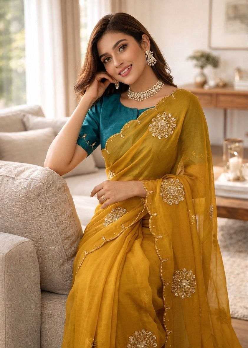Satin Hand Work Saree