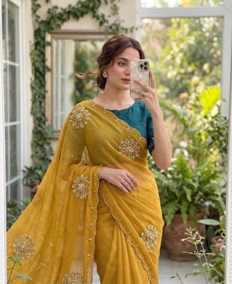 Satin Hand Work Saree