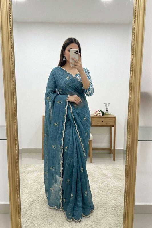 Soft Gold Crush Designer Saree