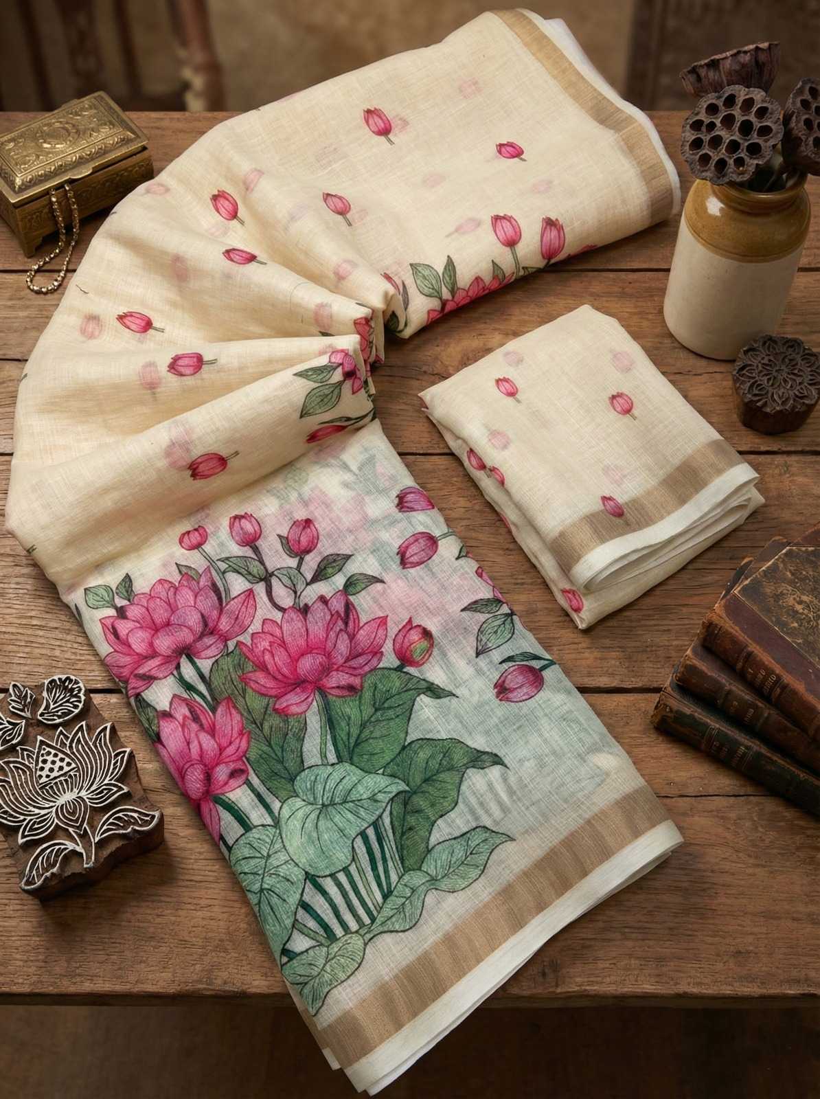 Linen Designer Saree