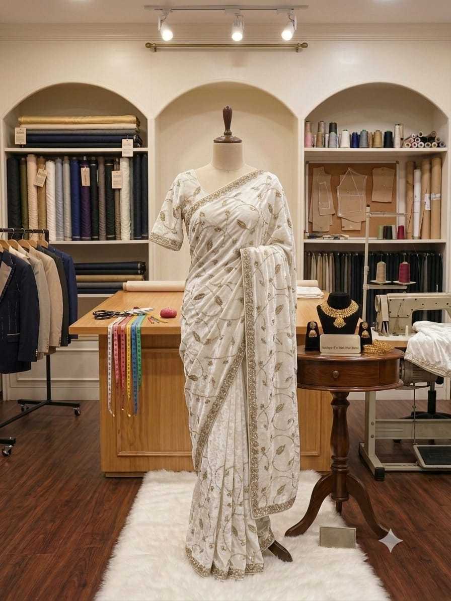Space Silk Designer Saree in Violet