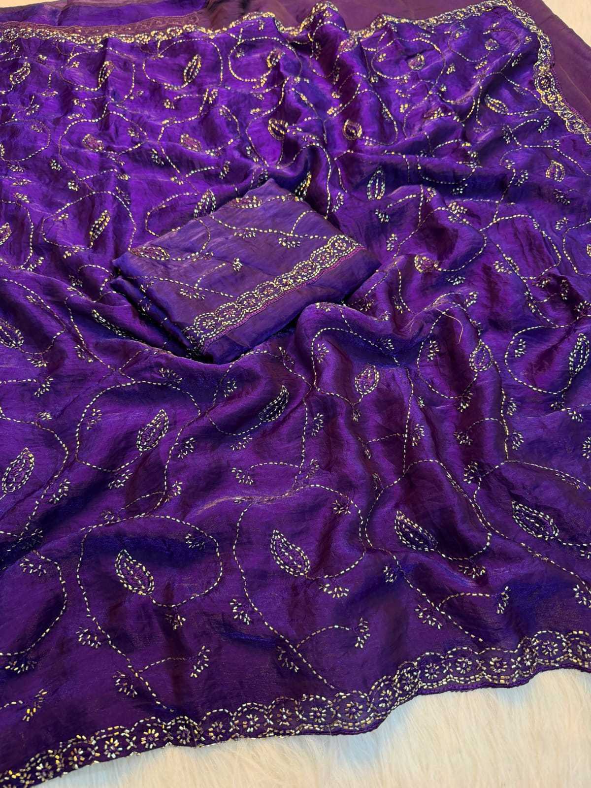 Space Silk Designer Saree in Violet