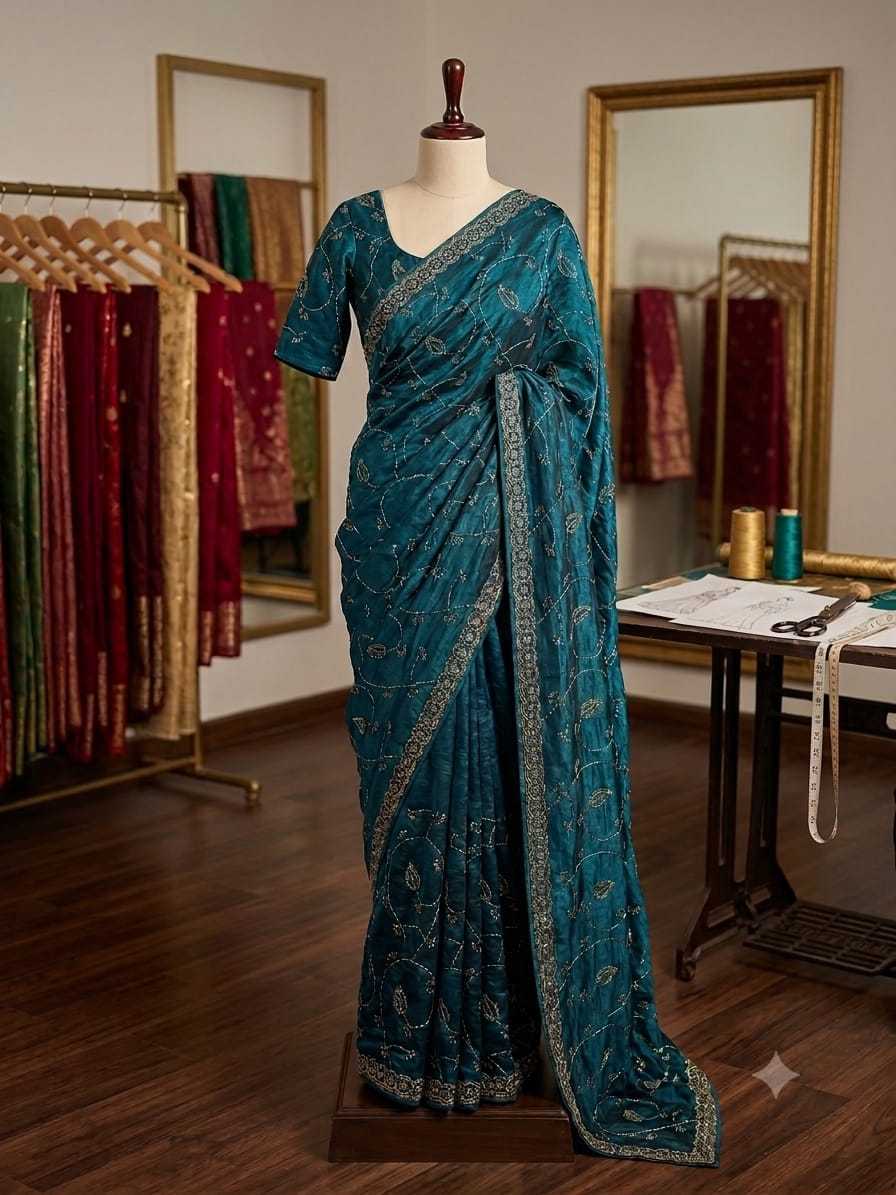 Space Silk Designer Saree in Violet