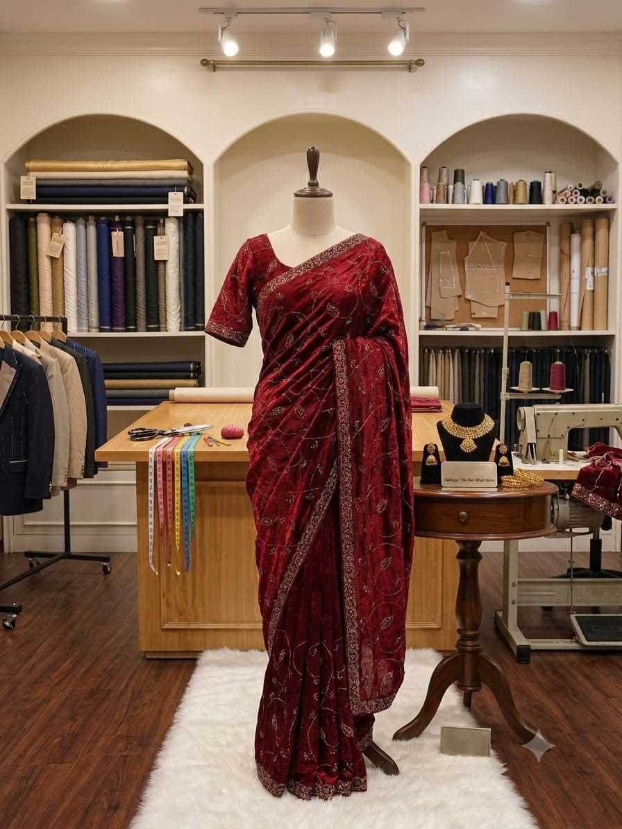 Space Silk Designer Saree in Violet