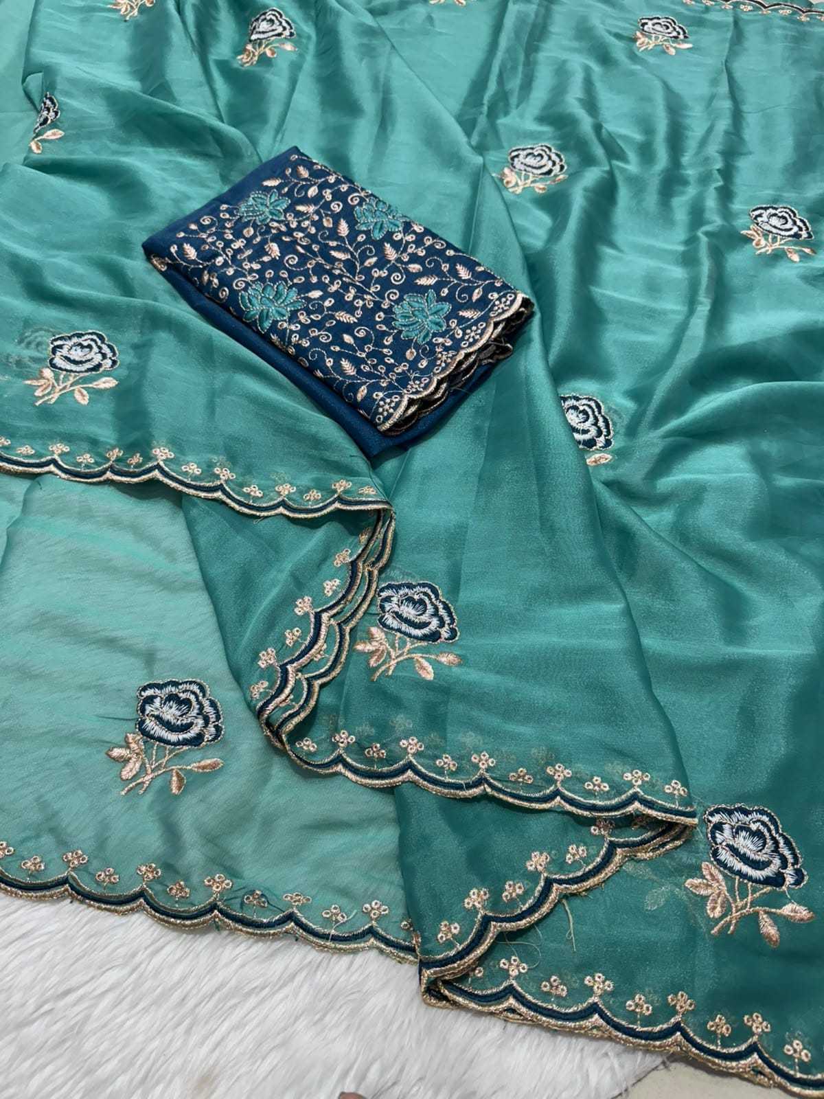 Georgette Party Wear Saree in Light Green
