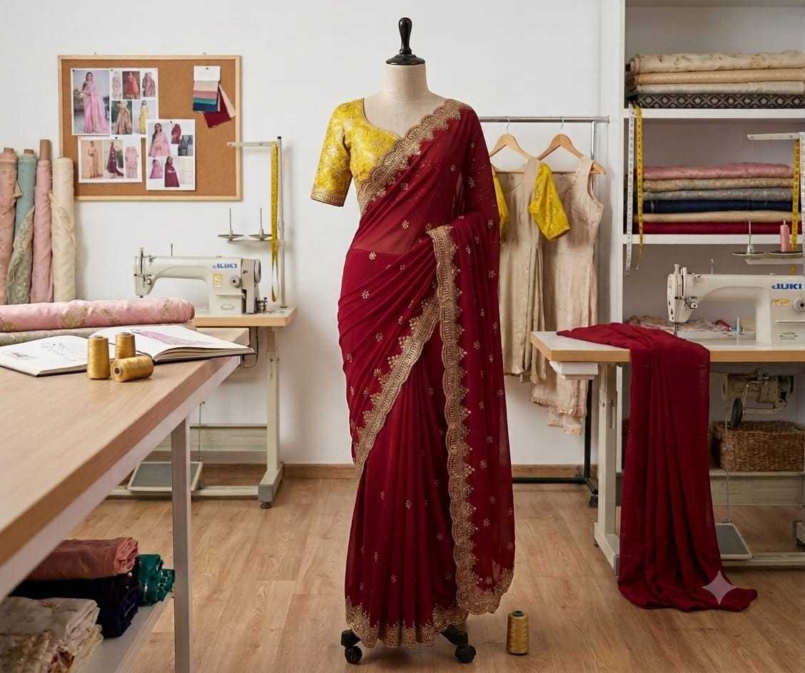 Georgette Designer Saree in Morpich