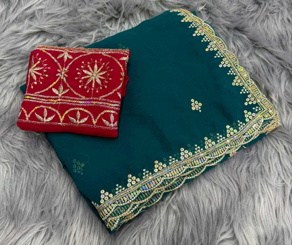 Georgette Designer Saree in Morpich