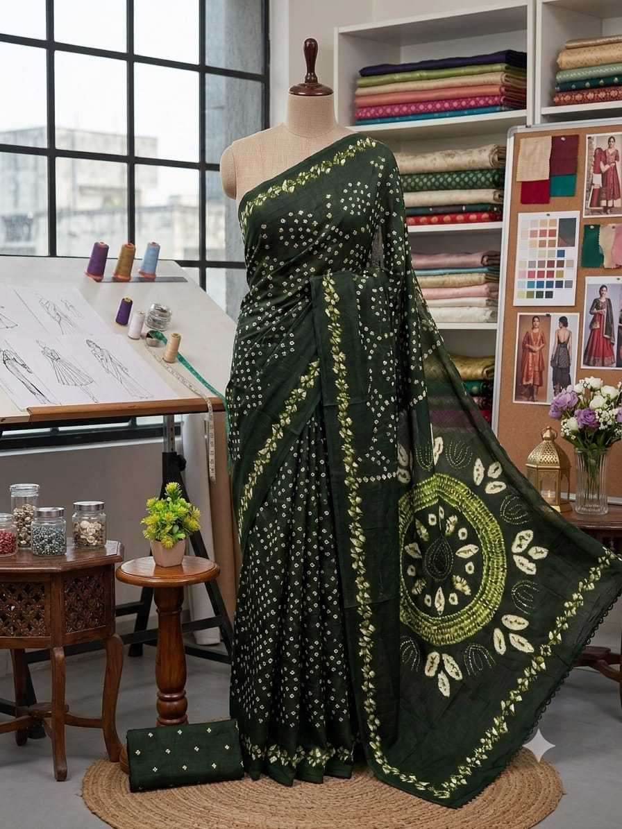 Cotton Party Wear Saree in Green