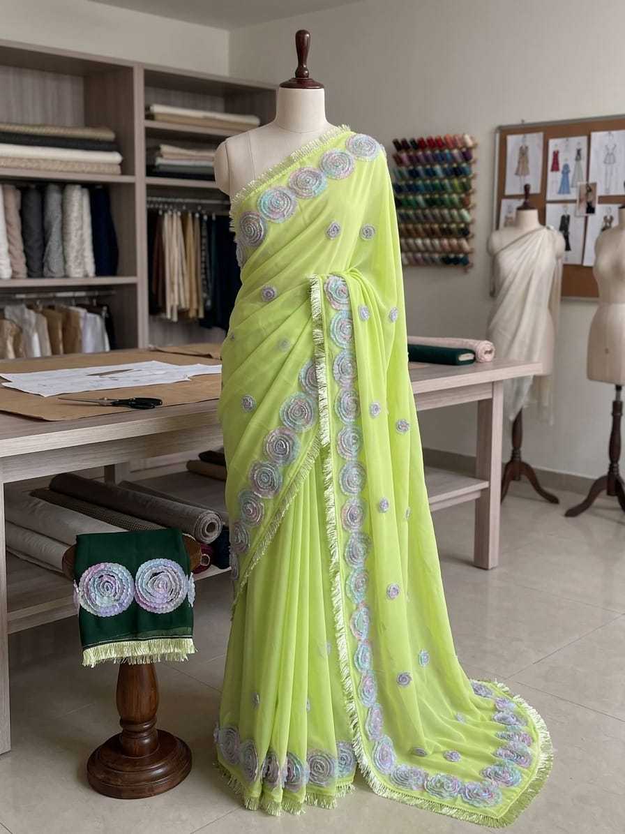 Georgette Party Wear Saree in Lavender