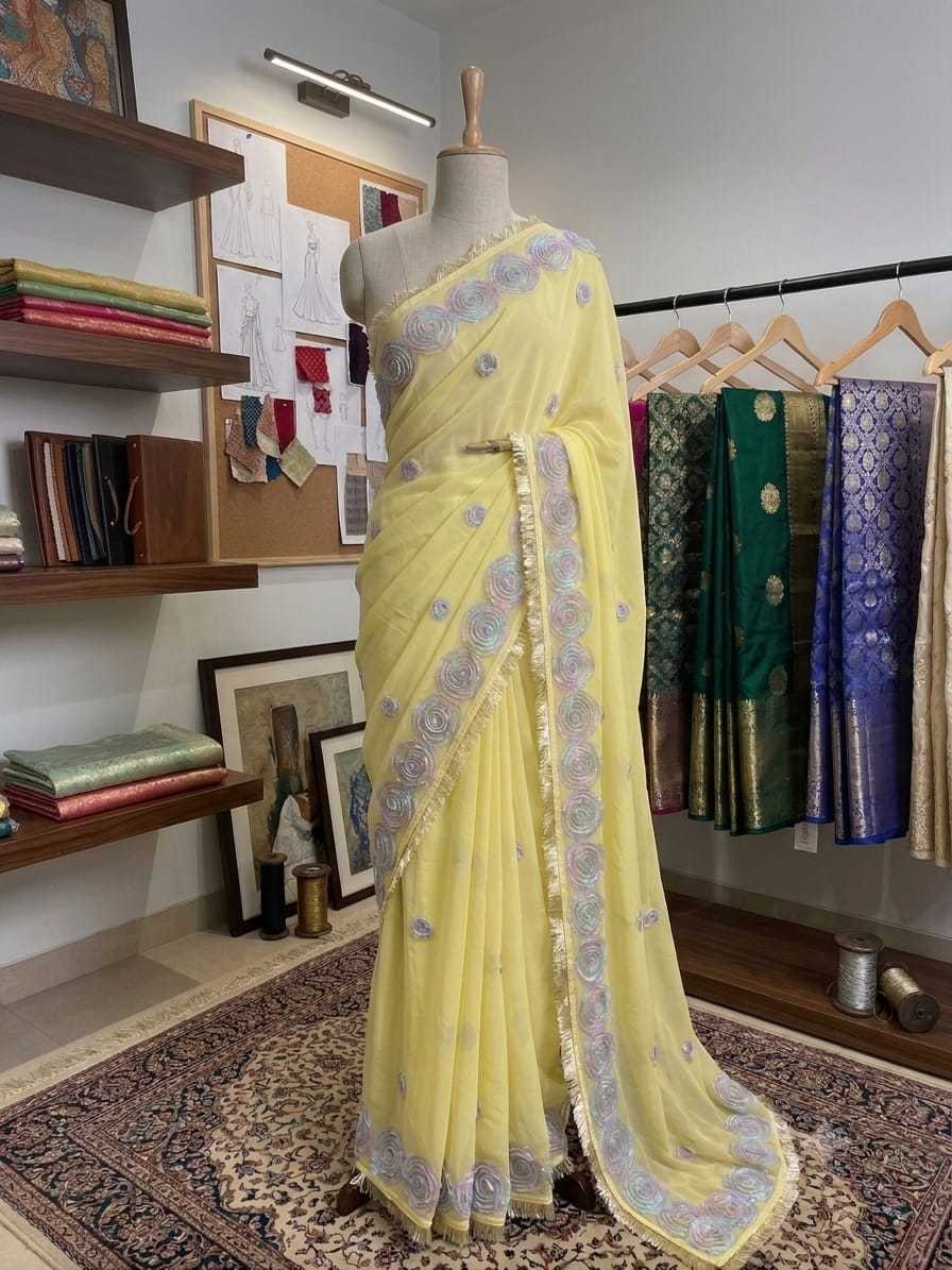 Georgette Party Wear Saree in Lavender