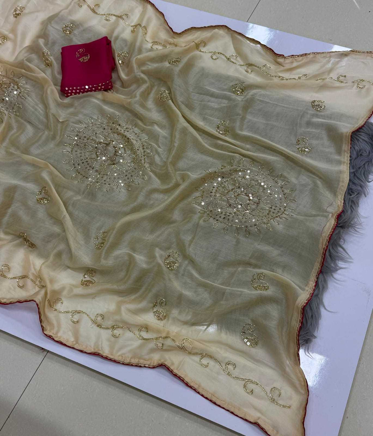 Chiffon Designer Saree in Violet