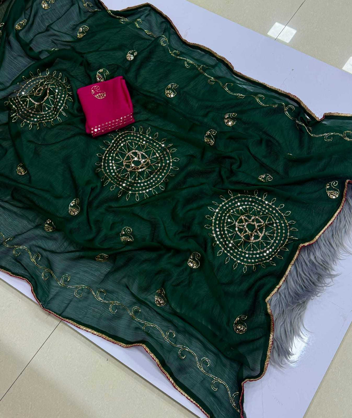 Chiffon Designer Saree in Violet