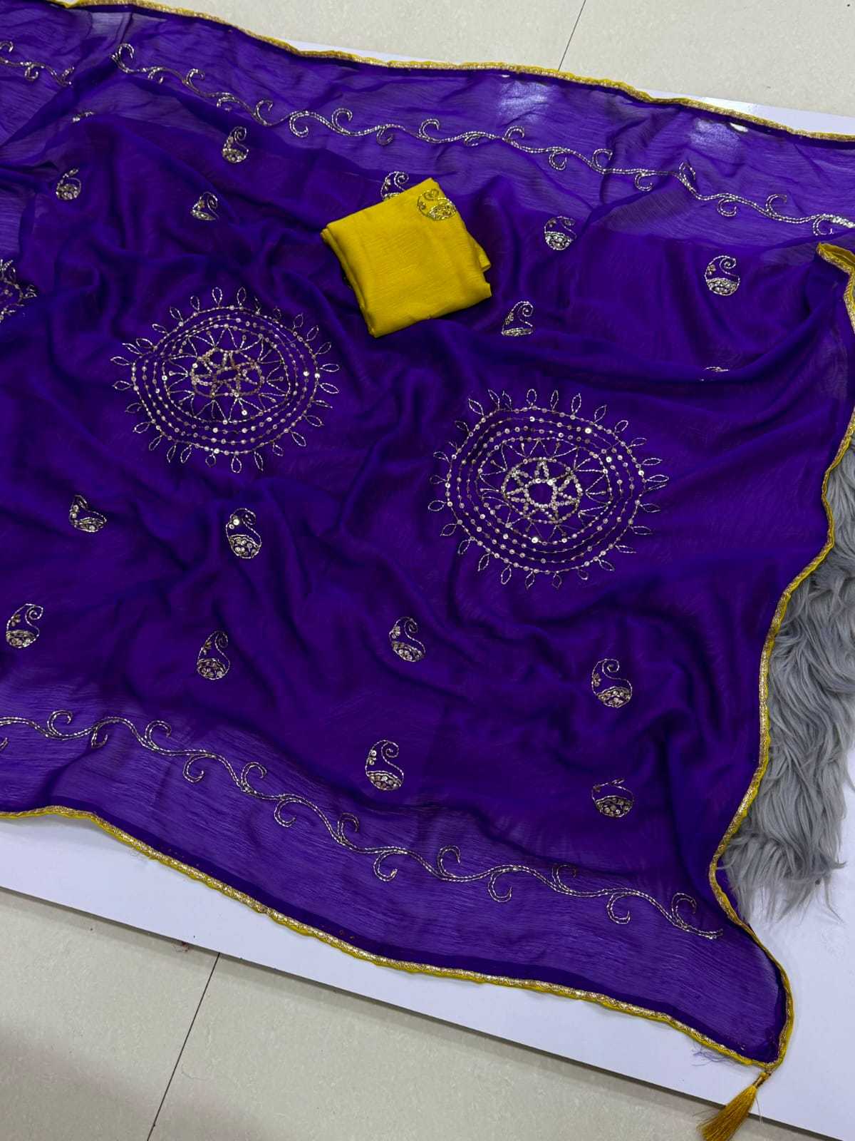 Chiffon Designer Saree in Violet