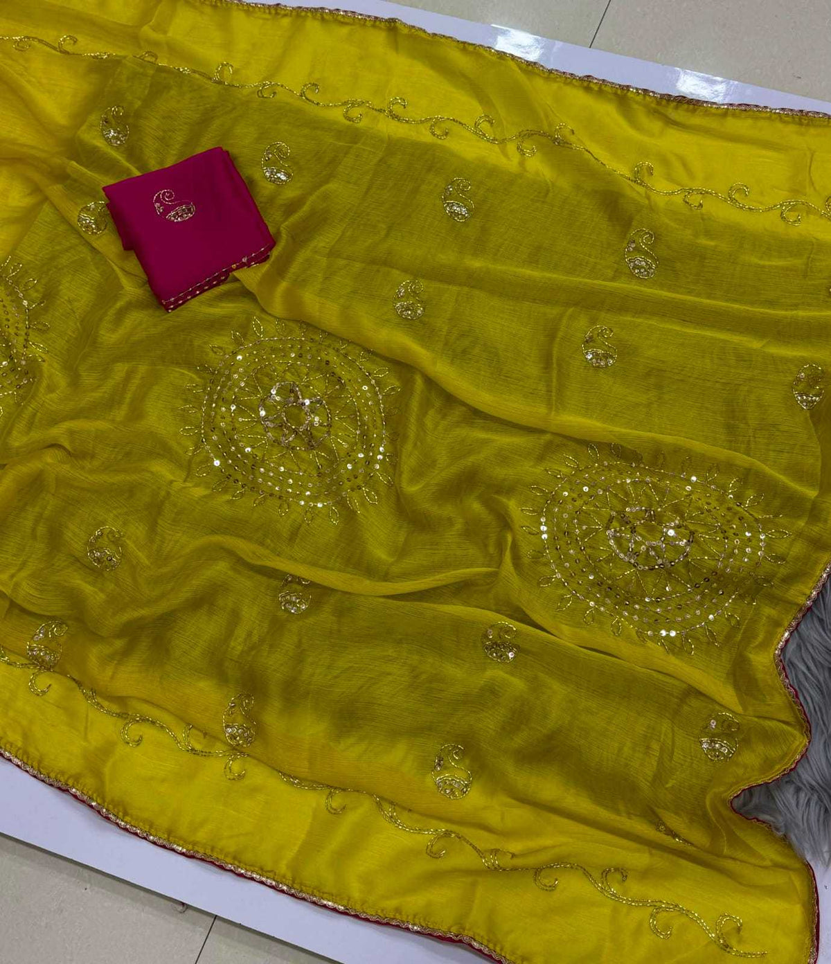 Chiffon Designer Saree in Violet