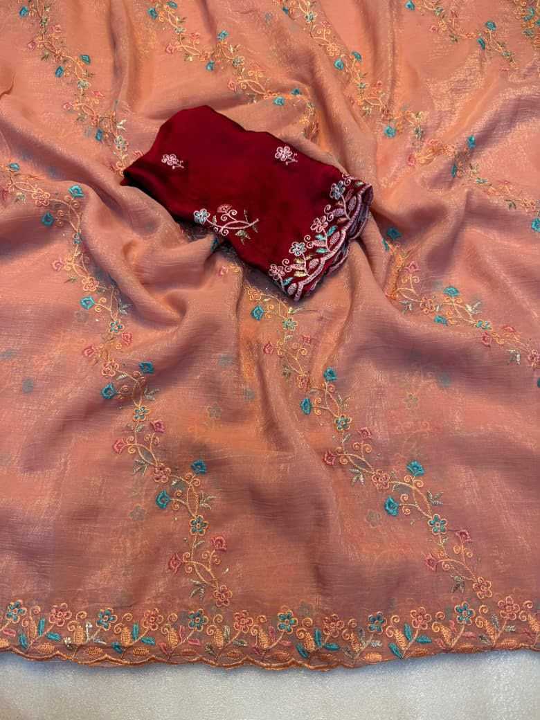 Crunchi Designer Saree in Baby Pink