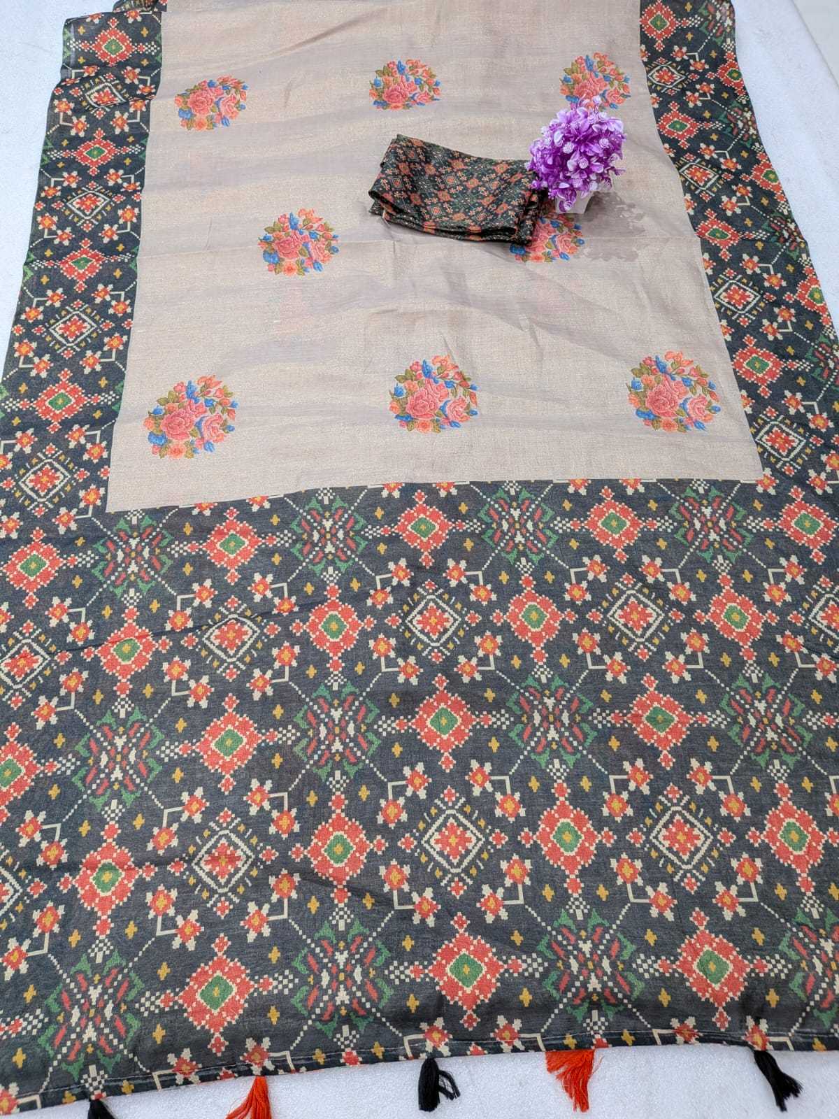 Erode Silk Printed Saree in Brown Bramble