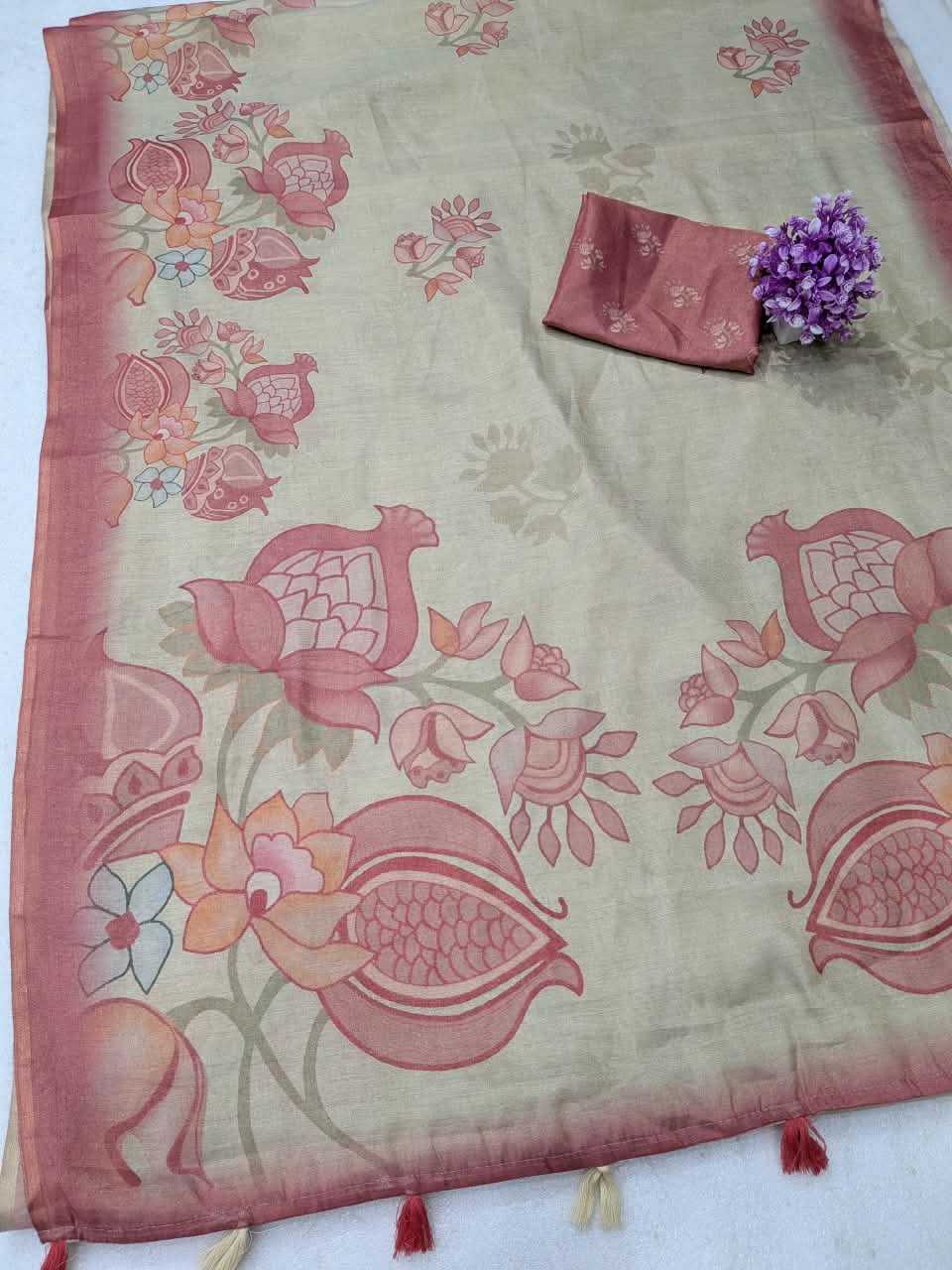 Erode Silk Printed Saree in Brown Bramble