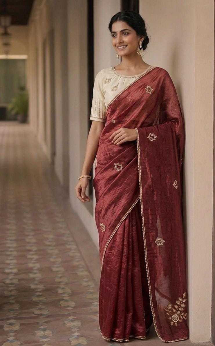 Crunchi Designer Saree in Brown