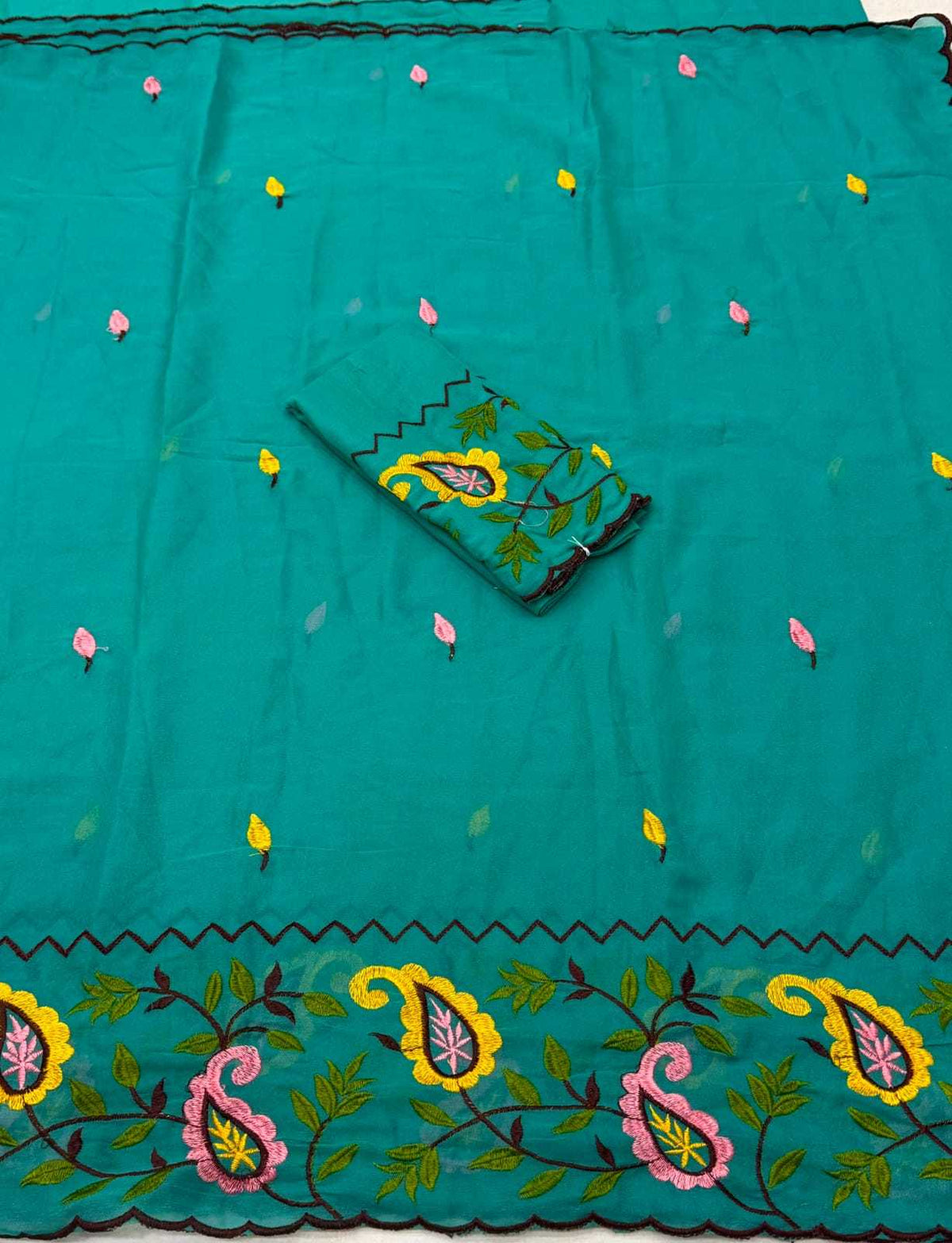 Georgette Fancy Saree in Sky