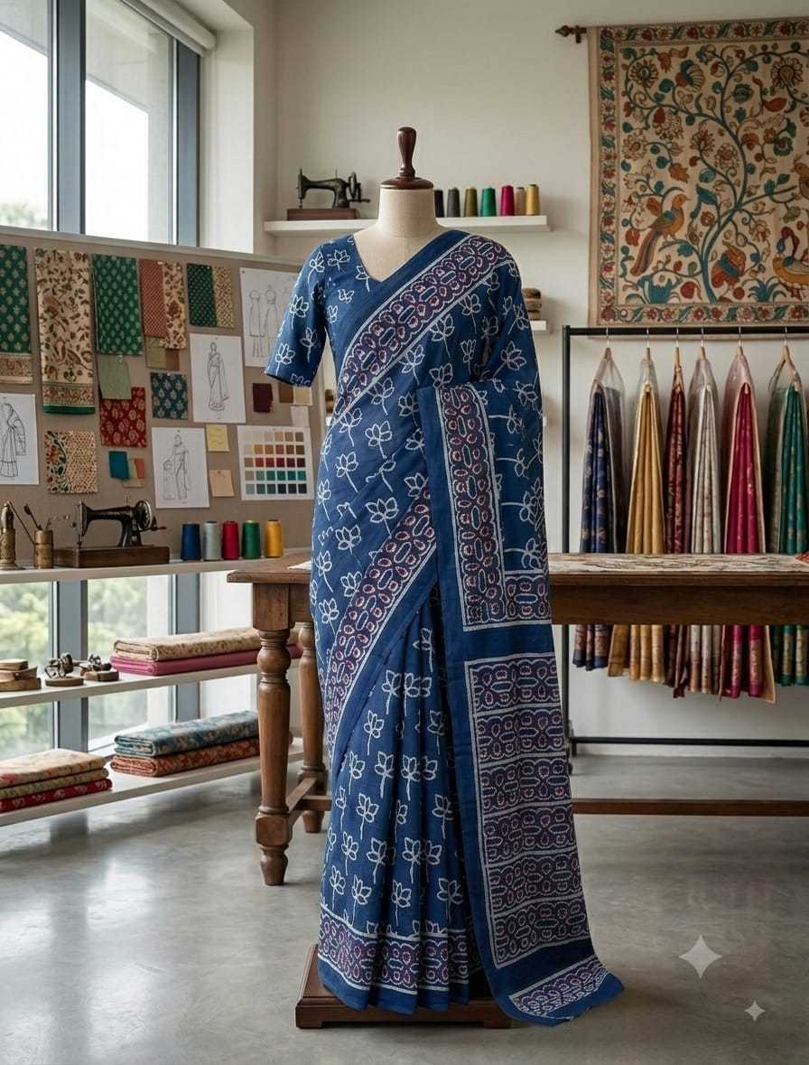 Cotton Fancy Saree in Blue