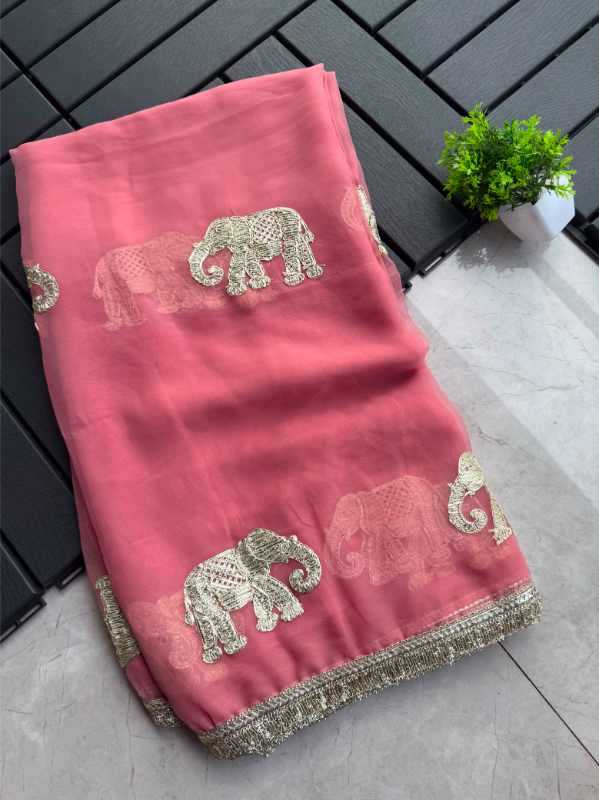 Georgette Designer Saree in Light Pink
