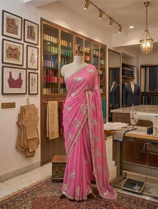 Georgette Designer Saree in Light Pink