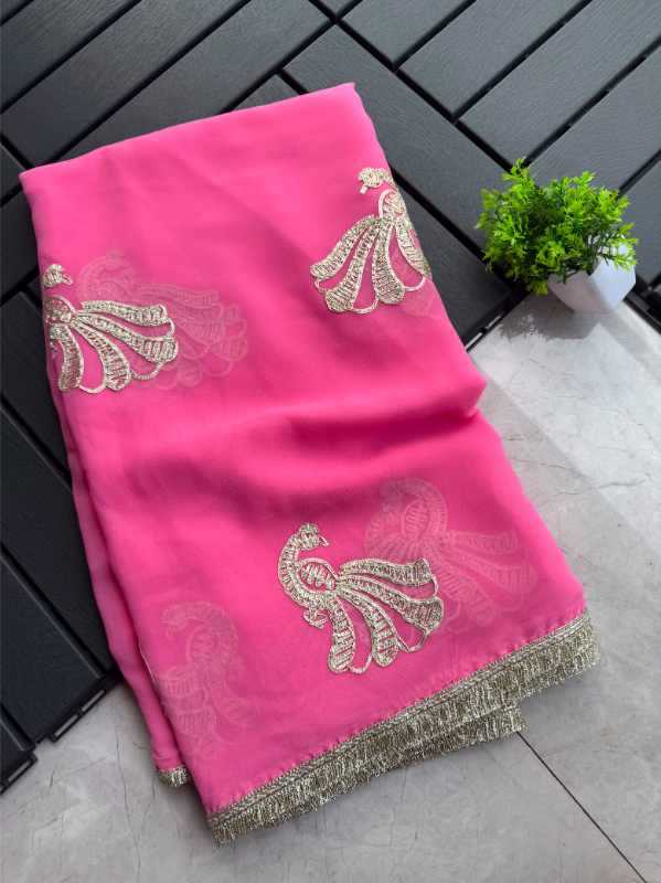 Georgette Designer Saree in Light Pink