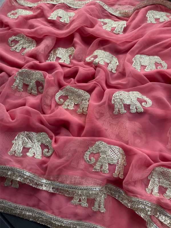 Georgette Designer Saree in Light Pink