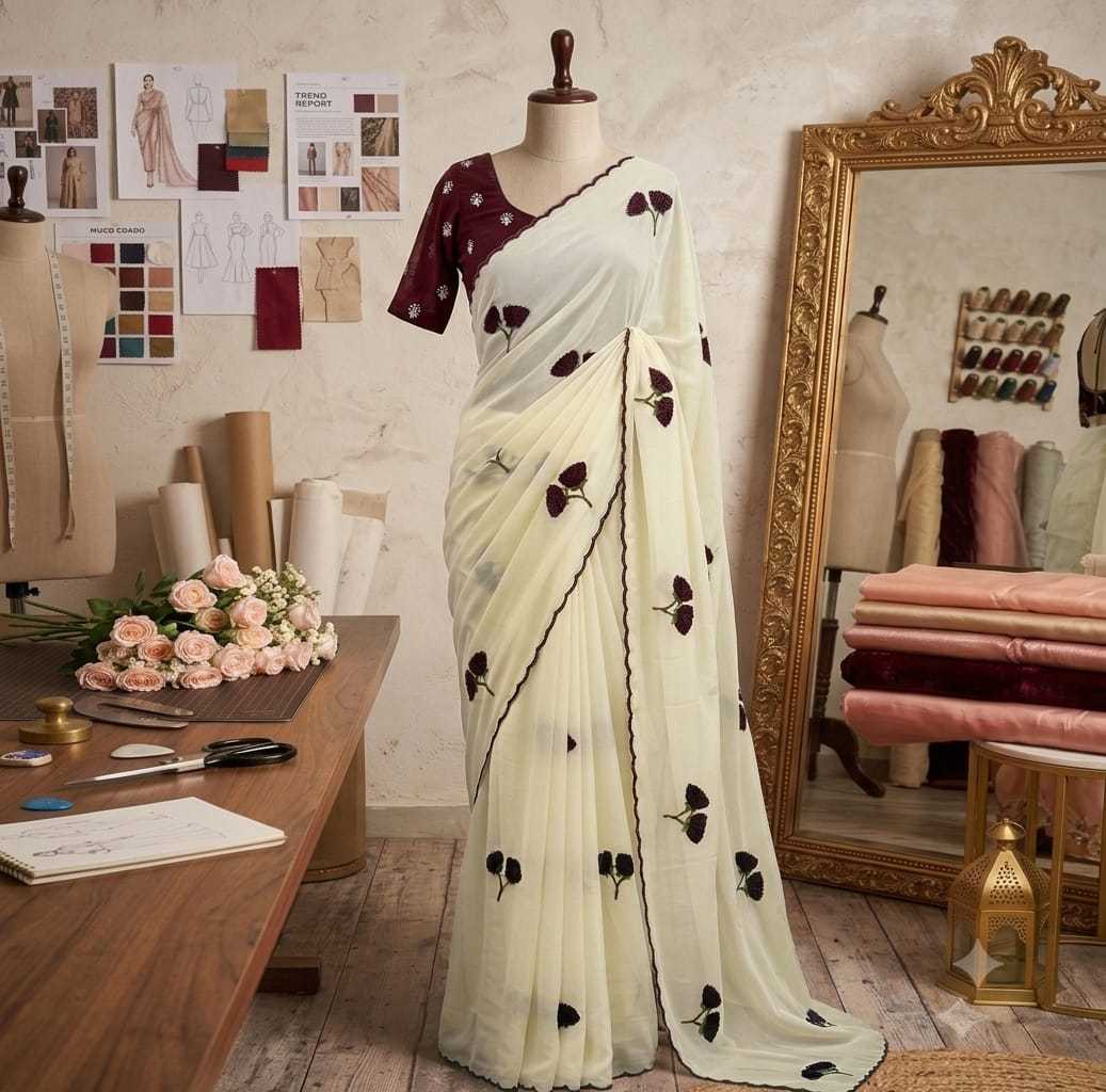 Georgette Designer Saree in Red