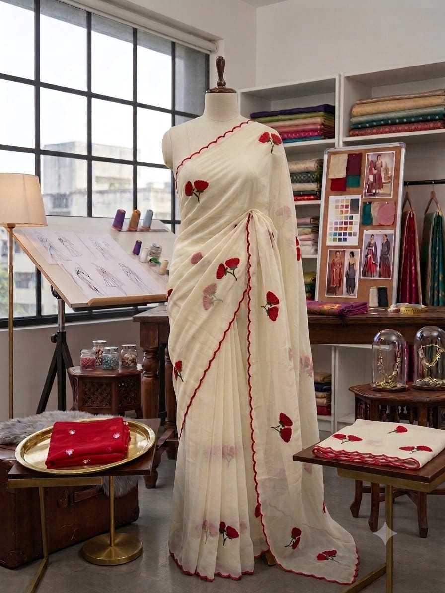Georgette Designer Saree in Red